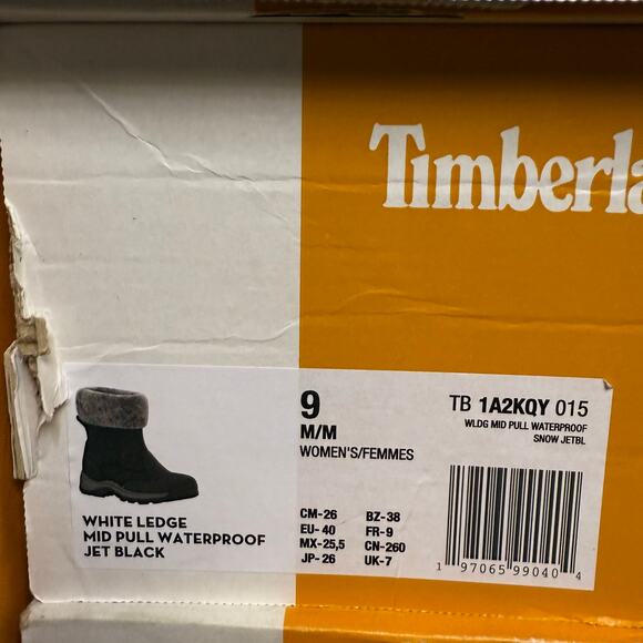 TIMBERLAND WOMEN'S 9 WHITE LEDGE MID PULL WATERPROOF JET BLACK NUBUCK NIB - Picture 9 of 9